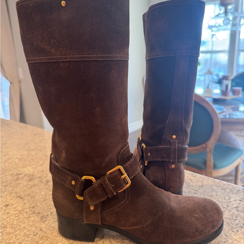 Prada Dark Brown Heeled Boots